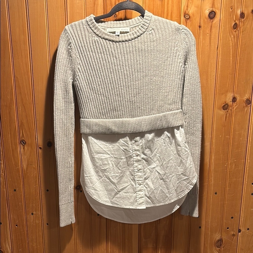 VERONICA BEARD Kaley mixed media crewneck sweater